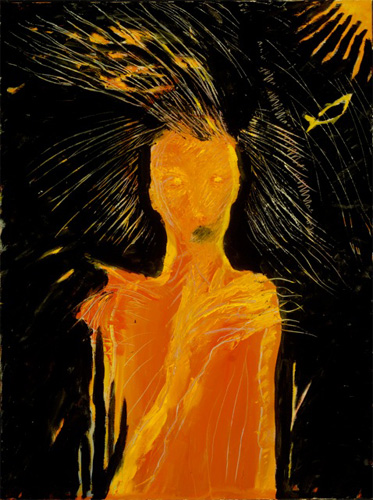 Person with Head Blowing Away